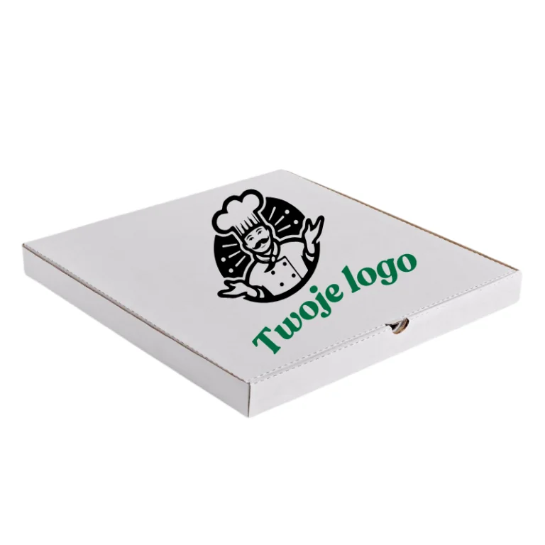 Pudełko na pizzę biało- szare 32 x 32 cm TWOJE LOGO 50 szt