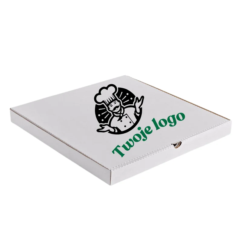 Pudełko na pizzę biało- szare 32 x 32 cm TWOJE LOGO 50 szt