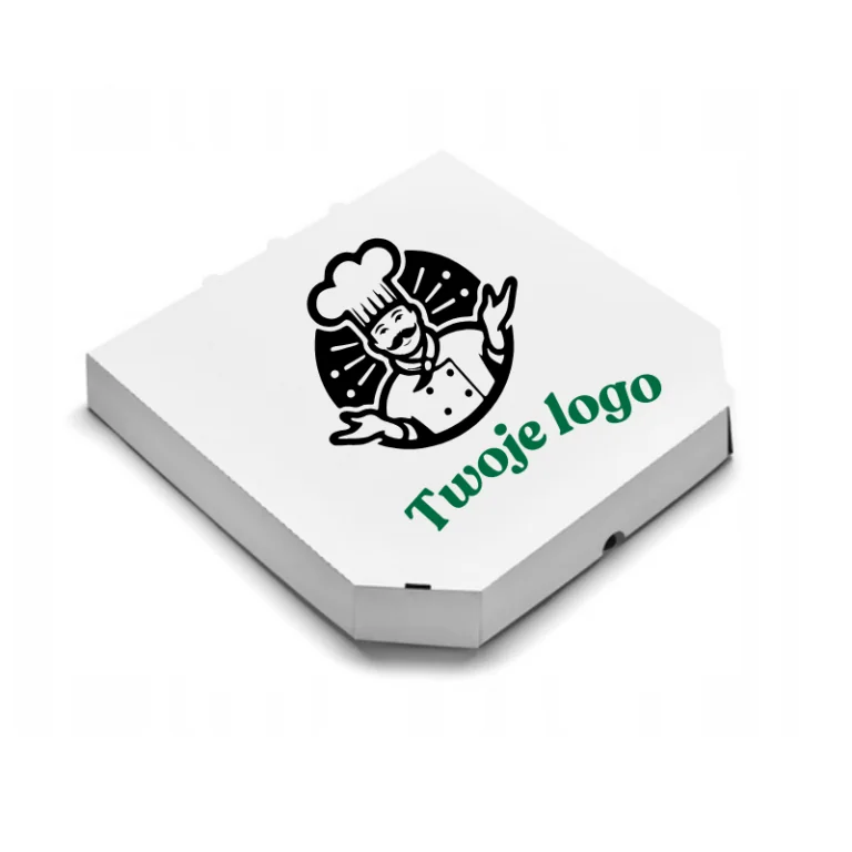 Pudełko na pizzę biało- szare 32 x 32 cm TWOJE LOGO 50 szt